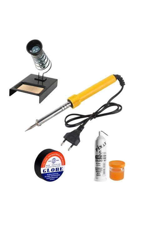 Vk&Vk 60w Profesyonel Lehim Makinesi 5'li Set Kalem Havya Leyim Teli Pasta Lehim Standı Izole Bant