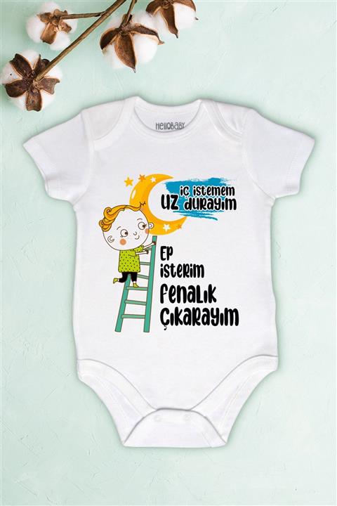 Aser Concept Unisex Bebek Iç Istemem Uz Durayım Ep Isterim Fenalık Çıkarayım Baskılı Body Zıbın