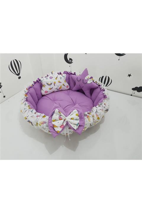 BEBEK UYKU DÜNYASI Kız Bebek Mor Babynest Oyun Minderi