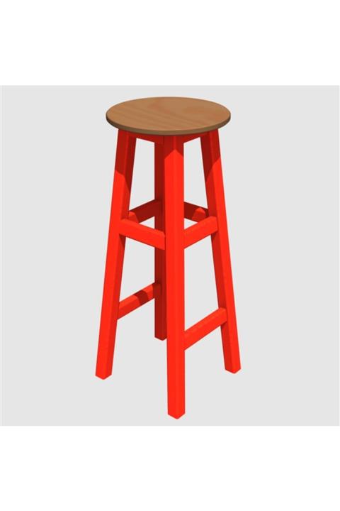 Arbre Döner Tabure 75 Cm - Kırmızı Iskelet- Tabla Renk Seçenekli