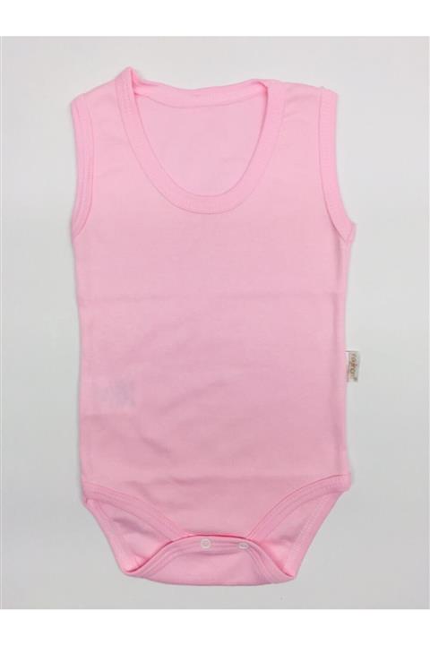 babixkids Unisex Bebek Pembe Pamuklu Askılı Çıtçıtlı Body