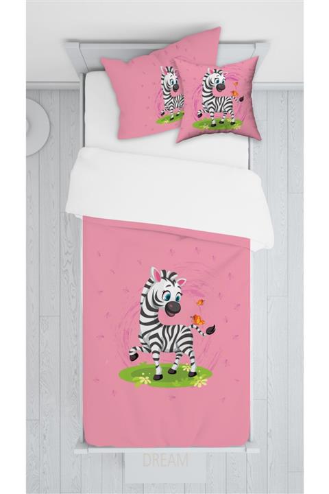 Consept Home Consepthome E045 Neşeli Zebra Pembe Sadece Yatak Örtüsü 140x220