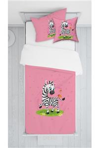 Consept Home Consepthome E045 Neşeli Zebra Pembe Sadece Yatak Örtüsü 140x220