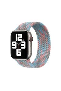 Apple Watch 7 41mm Tek Parça Renkli Hasır Örgü Dizayn Small Beden Kordon