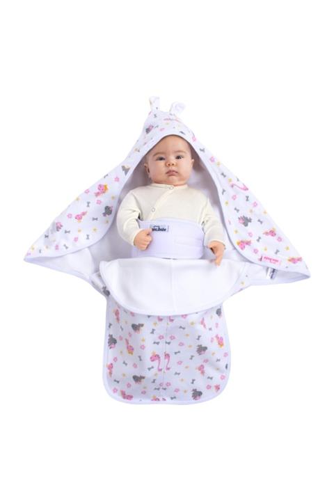 Sevi Bebe Pembe Zürafa Desenli Interlok Bel Koruyuculu Kundak