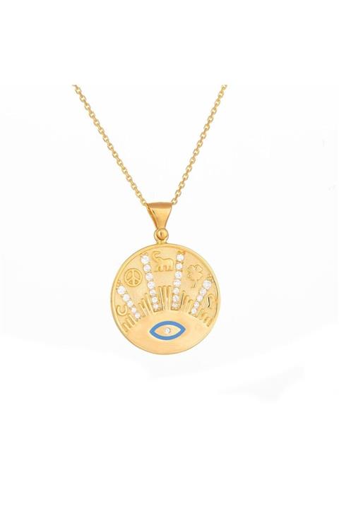 Mücevher Dünyası 22 Ayar Şans Madalyonlu Altın Kolye