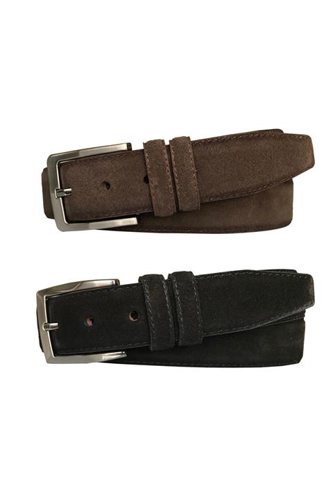 GoDeri Hakiki Süet Deri 2'li Set Klasik Kumaş Pantolon Kemeri Siyah  Koyu Kahverengi 3,5 cm
