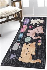 Armoni Weavers 80x150 Kaymaz Taban Yıkanabilir Kedi Desenli Paspas Ve Yolluk