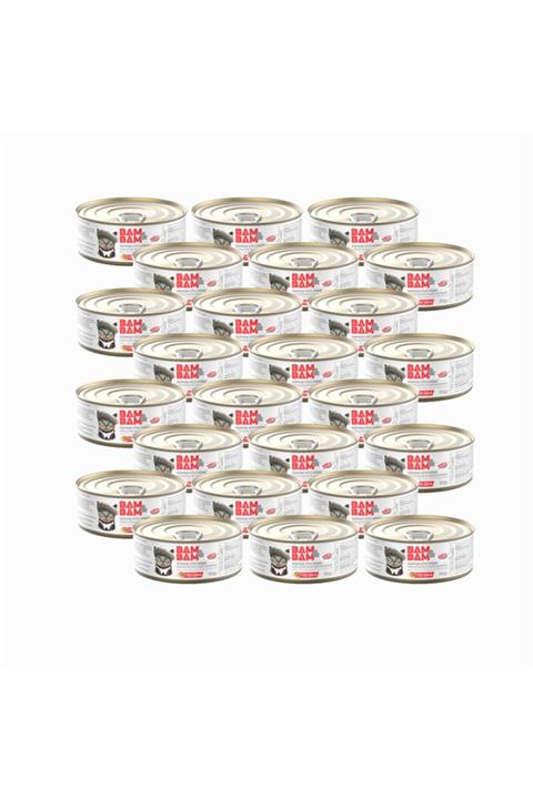 BAM&BAM Somon Etli Püre Kısırlaştırılmış Yetişkin Kedi Maması 80gr 24 Adet