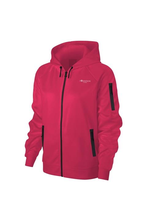 POSEIDONSTORM Kadın Büyük Beden Fuşya Günlük Sporcu Sweatshirt 3xl-9xl Koldan Fermuarlı M5