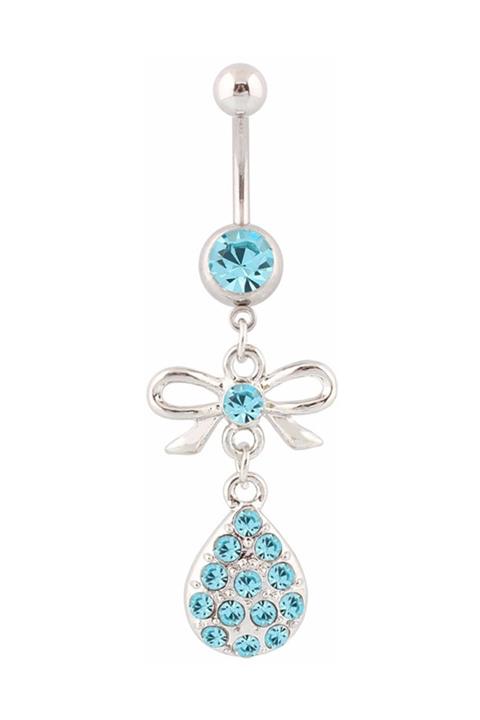 Mutlu Parti Kurdele Figürlü, Mavi Swarovski Elmaslı, Göbek Piercingi, 316l Cerrahi Çelik