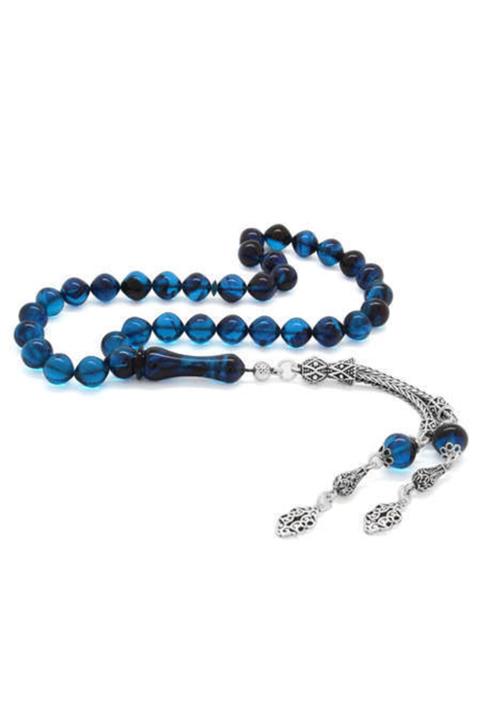 Gümüş Hediye Al 925 Ayar Gümüş Püsküllü Istanbul Kesim Süzme Turkuaz Ateş Kehribar Tesbih