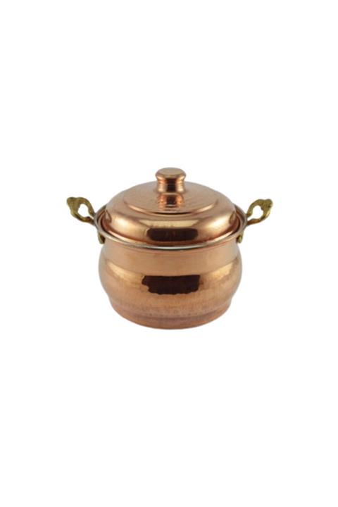 TURNA BAKIR Mini Güveç Şekerlik 8 Cm El Dövme Kırmızı Turna5828-1