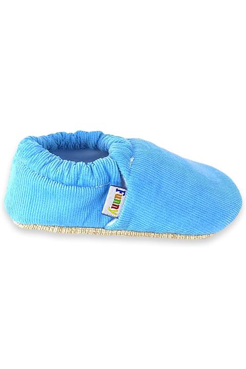 Funny Baby Vipbebe Sleeper Mavi Renk Kumaş Ve Kaydırmaz Taban Çocuk Patiği