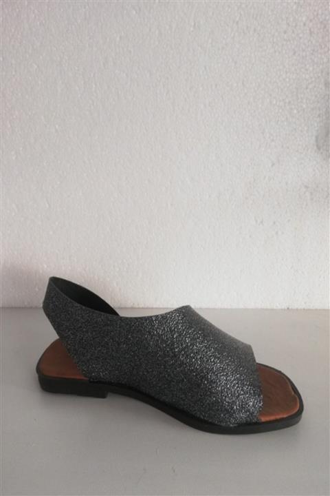 GZDVİRA Kadın Siyah Suni Deri Sandalet