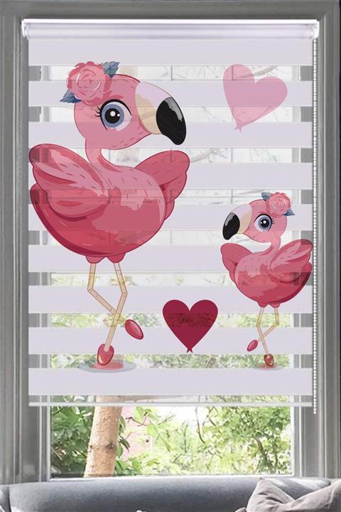 Lotus Flamingo Desenli Zebra Perde - Çocuk Odası - Flamingo