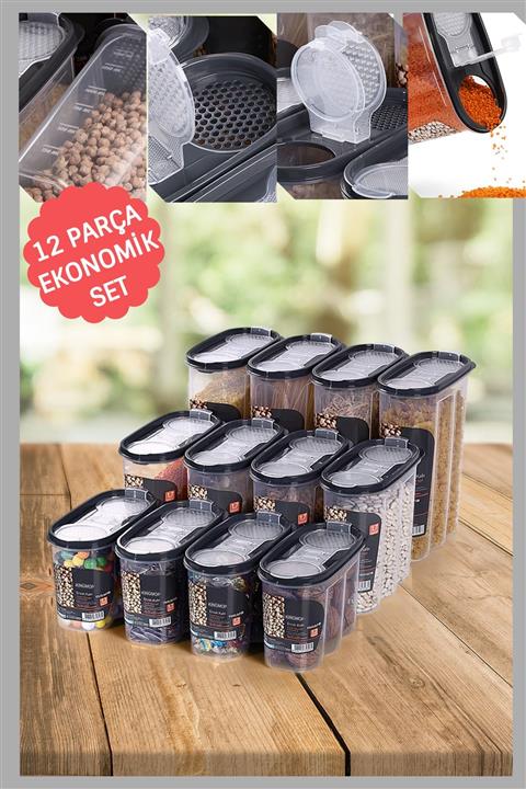 King Mop 12 Li Sızdırmaz Kapaklı Erzak Saklama Kabı Seti