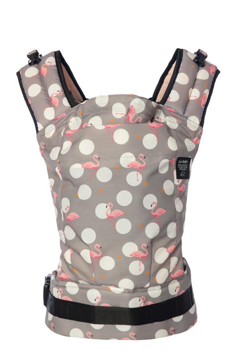Lal Baby Gri Flamingo Desenli Ergonomik Bebek Kangurusu