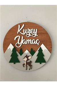 Selçukum Design Doğa Daire Işıklı Ahşap Bebek Kapı Süsü