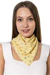 YLondon 13919 Çapa Desenli Sarı Koton Bandana Fular
