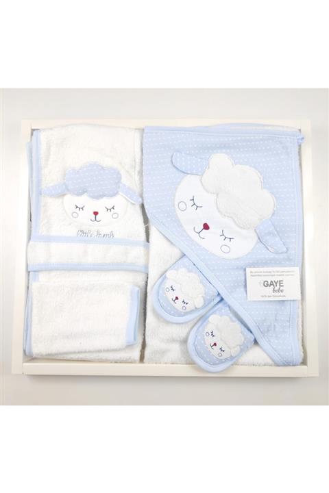 Gaye Bebe Erkek Bebek  Kuzulu 4 Lü Bornoz Seti