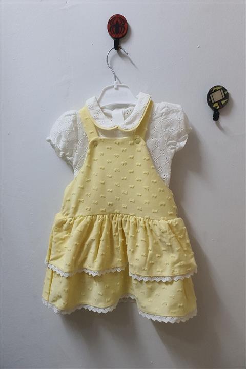 DAMLA BEBE Kız Bebek Fiyonklu Dantelli Ikili Salopet