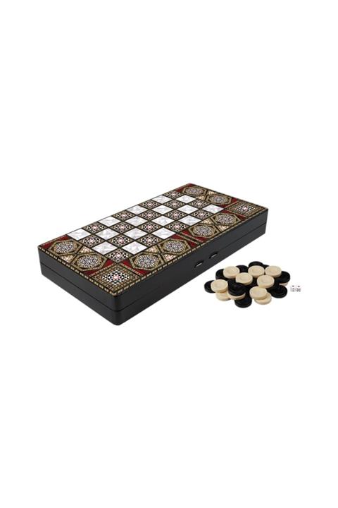 Revello Ahşap Satranç Tavla Ahşap Pullu Tavla