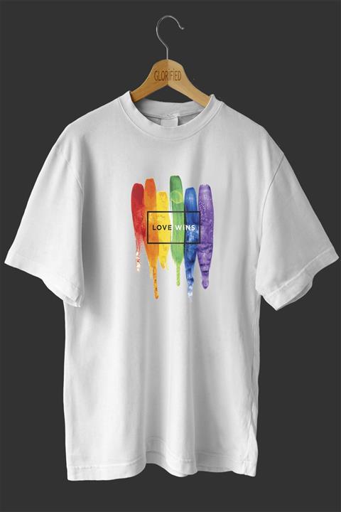 Glorified Lgbt Temalı Love Wins Tasarım Baskılı Oversize T-shirt ( Tişört )