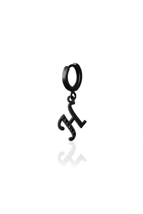 Agora Pırlanta Unisex Siyah Black Diamond H Harfi Pırlanta Küpe