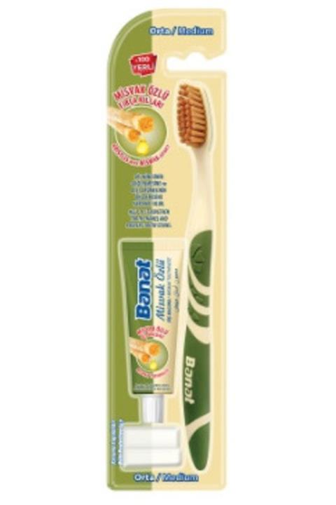 Banat Misvak Özlü Ağız Bakım Seti (misvak Özlü Diş Fırçası Medium + 15 Ml Diş Macunlu)