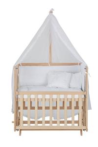Baby Tech 50x90 Naturel Boyasız 4 Kademeli Beşik + Beyaz Uyku Seti