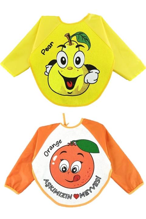 Aydınlar Armut Ve Portakal Aşkımızın Meyv Desenli Bebek Mama Önlüğü 6-24 Ay