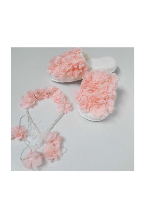 SüslüPüslü Lazer Güllü Anne Bebek Lohusa Terlik Seti