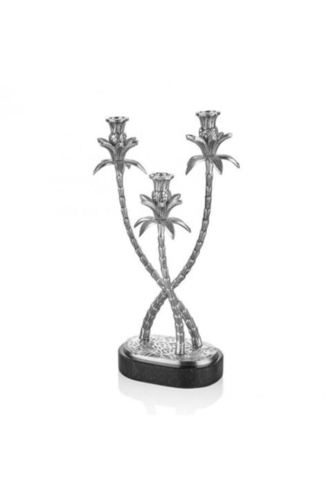 ernshop Lamedore Palmiye Şamdan Gümüş 19x25x34 Cm