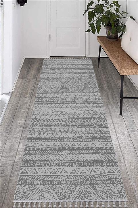 KIVIRCIK HALI En 150cm Yıkanabilir Pamuk Taban Saçaklı Dijital Baskı Yolluk 150x575 Is-709-g