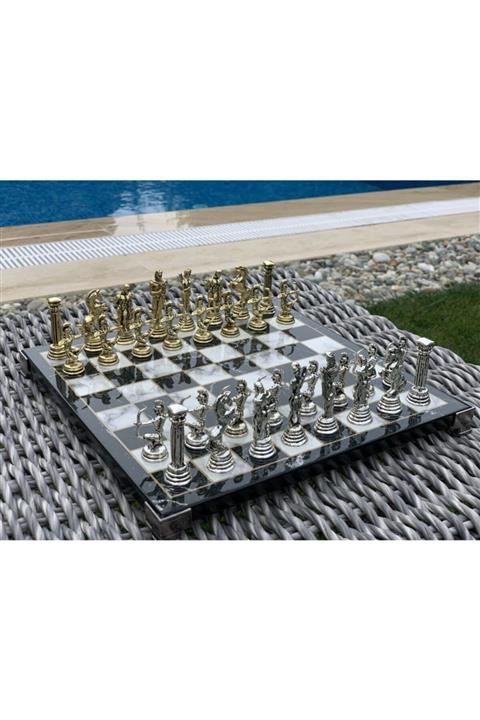 POLO BLUE Antik Yunan Okçu Figürlü Satranç Seti