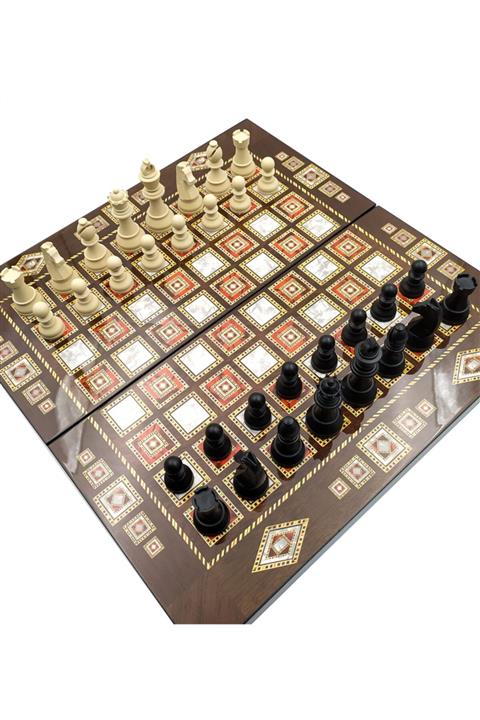 VegaHediye Polyester Sedef Tavla Ve Satranç Takımı