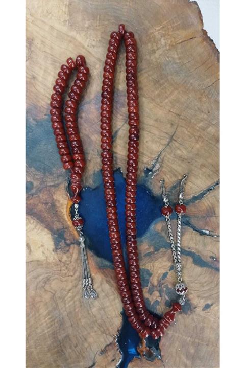 Doğuş Tesbih Eski Sıkma Kehribar Tesbih 99 33 Set Toplam 25gr. Gümüş