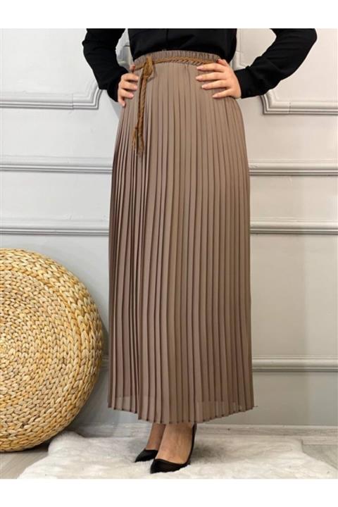 Moda Asrın Kadın Vizon Krep Piliseli Etek