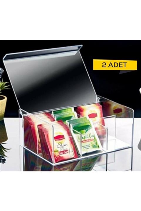 Organizerci 2 Adet 6 Bölmeli Kapaklı Poşet Bitki Çayı Saklama Kabı