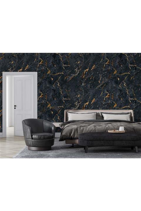 Özen Duvar Kağıtları Koyu Renk Mermer Desenli Duvar Kağıdı