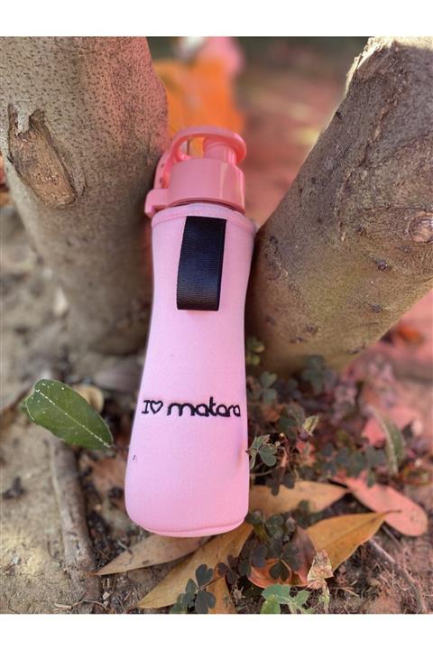 Sarina Cam Pembe Kılıflı Cam Matara Suluk/250 ml