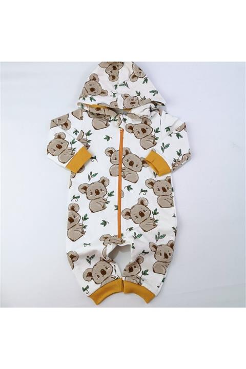 Necix's Koala Baskılı Kapüşonlu Erkek Bebek Tulum