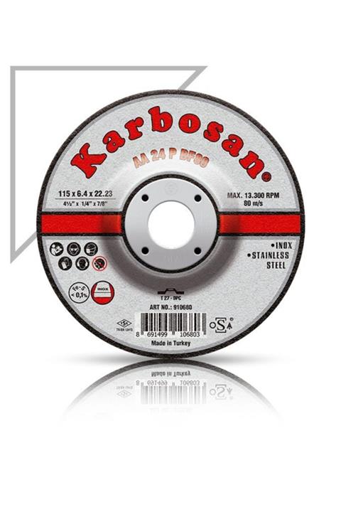 KARBOSAN 180x6.4x22.23 910700 Aa 24 P Bf80 Bombeli Paslanmaz Çelik (ınox) Taşlama Taşı