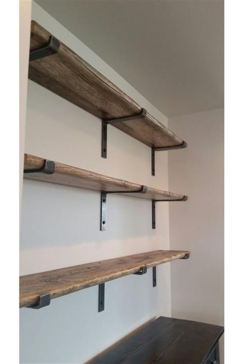 5T AJANS Duvar Rafı 3 Kat Ahşap Coffee Raf Kitaplık Dekoratif Duvar Rafı 140 Cm X 14 Cm X 4 Cm