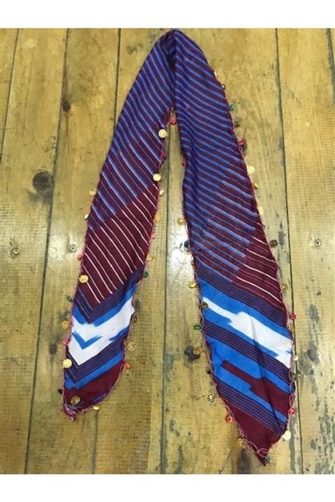 EVVEL TRABZON Keşan Bordo Mavi Fular