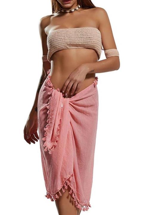 Mite Love Kadın Pembe Püsküllü Pareo