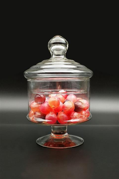 METROPOLAVM Cam Drajelik Ayaklı Kurabiyelik Silo 20x14cm