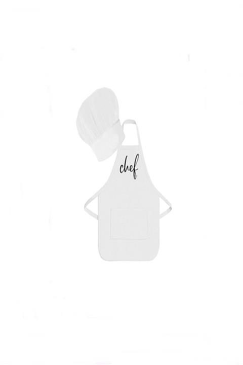 RAY TİCARET Beyaz Önlük Kostüm Şef Mutfak Önlük Şef Şapka