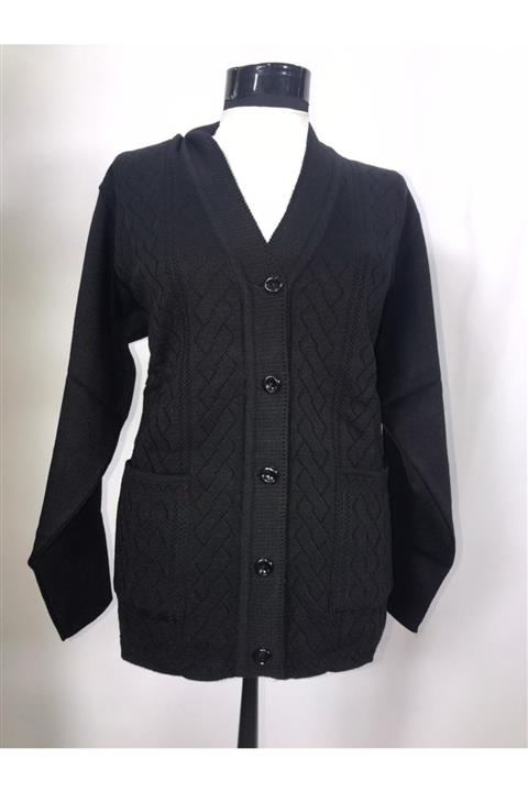 Nacar Triko Düğmeli Anne Hırka